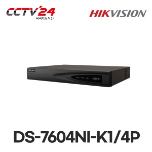 [하이크비젼] DS-7604NI-K1/4P IP 네트워크 NVR 4채널 녹화기 최대 4K POE 지원